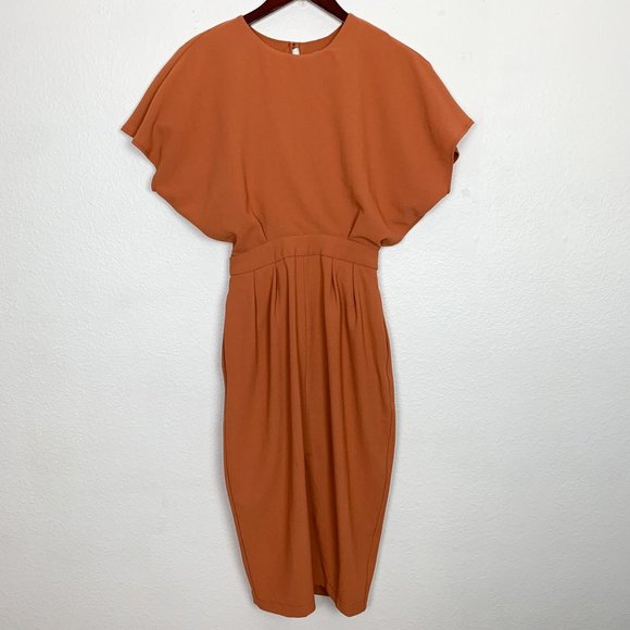 ASOS Dresses & Skirts - Asos Burnt Orange Open Back Midi Dress Size 0